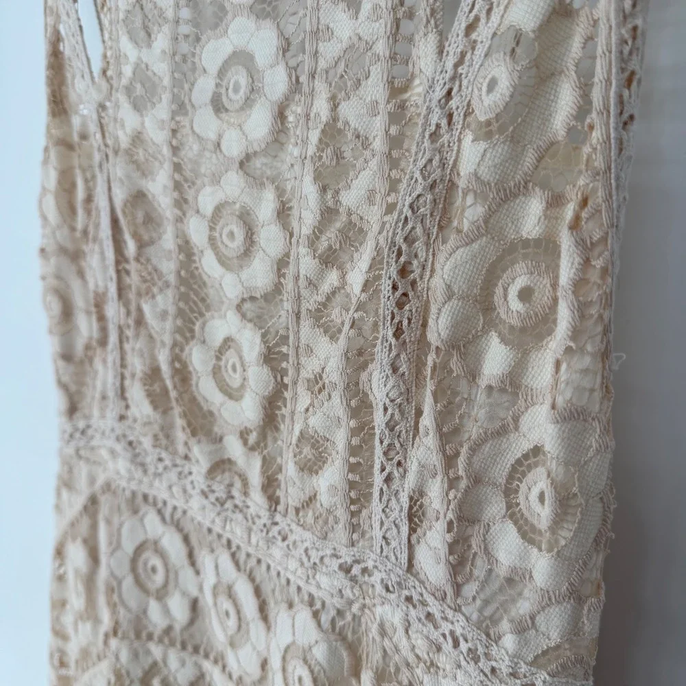 FREE PEOPLE JUST LIKE HONEY LACE DRESS SIZE 12 BOHO CHIC COTTAGECORE ROMANTIC